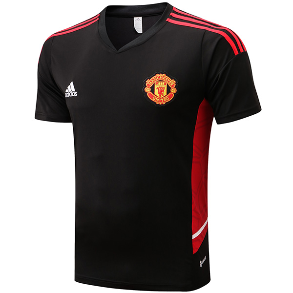 Manchester United maglia da allenamento uniforme da calcio da uomo maglia da calcio manica corta sport top t-shirt nera 2022-2023